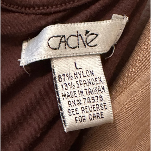 Vintage Cache Ruched Camisole, zippered back, adjustable straps, Brown, size L - Picture 5 of 5